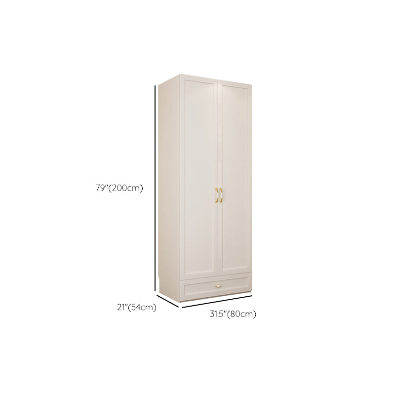 Engineered Wood Wardrobe Closet with Shelves White Wardrobe Cabinet
