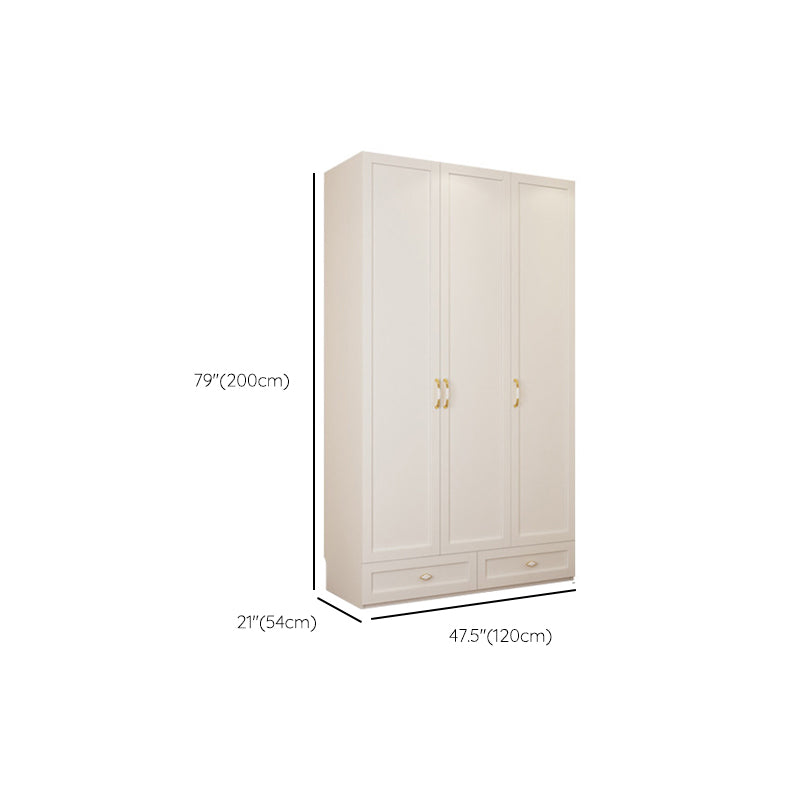 Engineered Wood Wardrobe Closet with Shelves White Wardrobe Cabinet