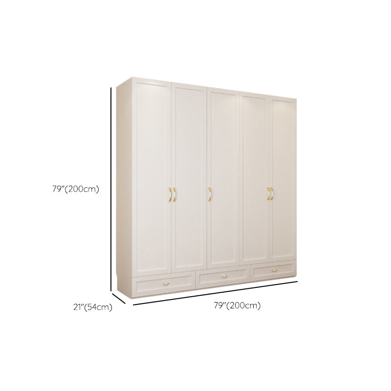 Engineered Wood Wardrobe Closet with Shelves White Wardrobe Cabinet
