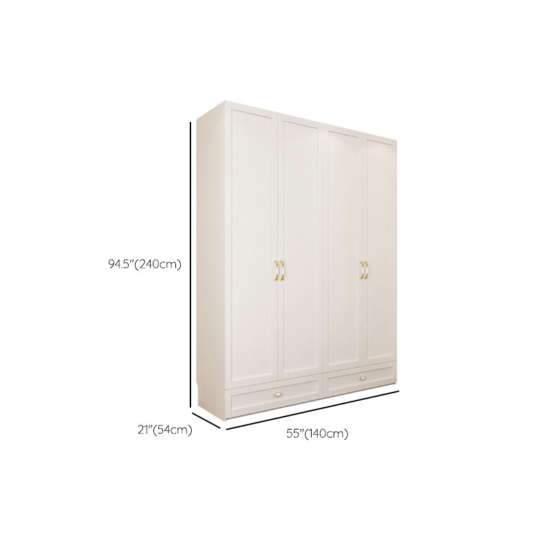Engineered Wood Wardrobe Closet with Shelves White Wardrobe Cabinet