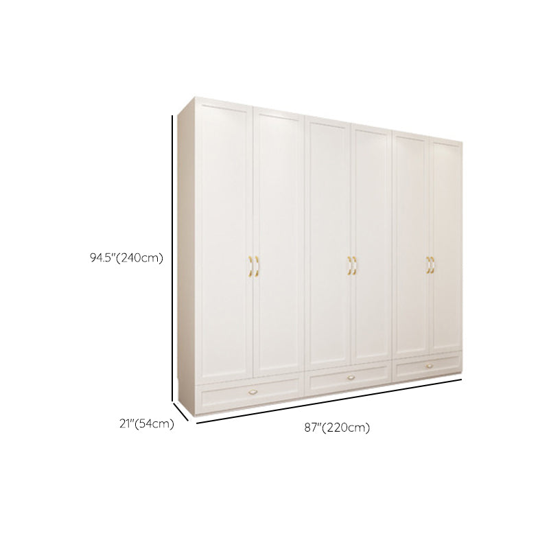Engineered Wood Wardrobe Closet with Shelves White Wardrobe Cabinet
