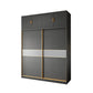 Grey Engineered Wood Wardrobe Cabinet Contemporary Wardrobe Armoire