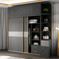 Grey Engineered Wood Wardrobe Cabinet Contemporary Wardrobe Armoire