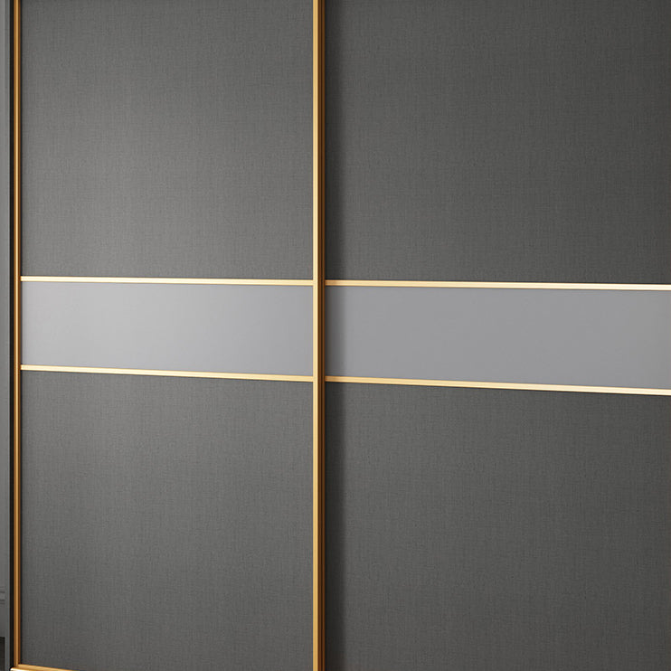 Grey Engineered Wood Wardrobe Cabinet Contemporary Wardrobe Armoire