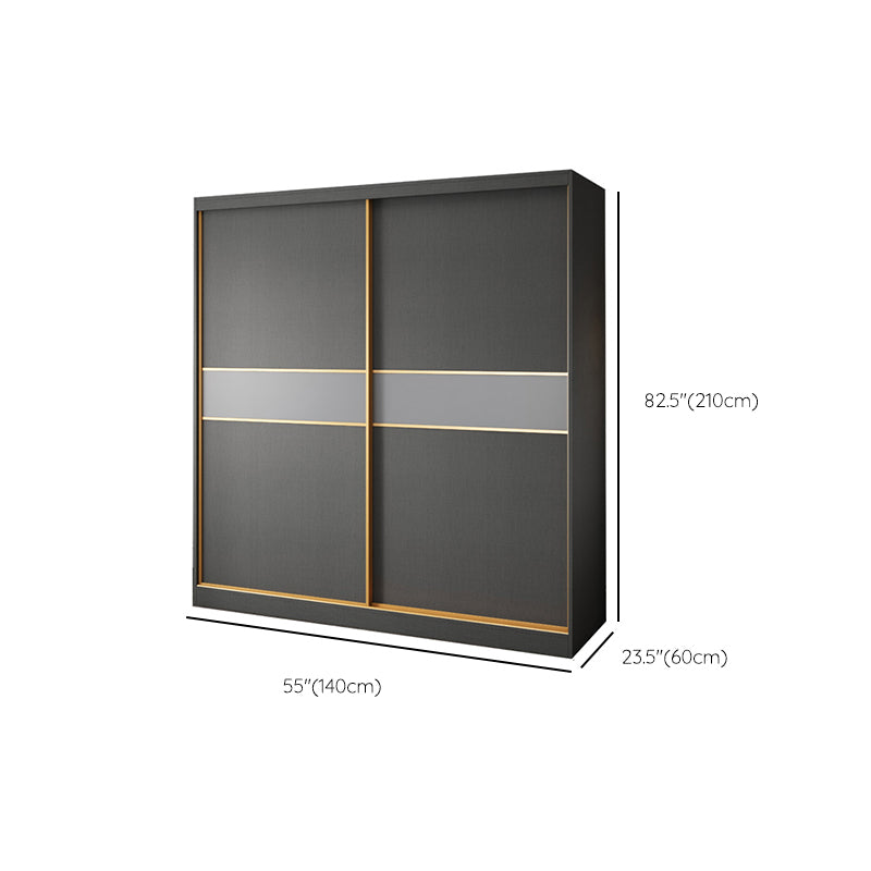 Grey Engineered Wood Wardrobe Cabinet Contemporary Wardrobe Armoire