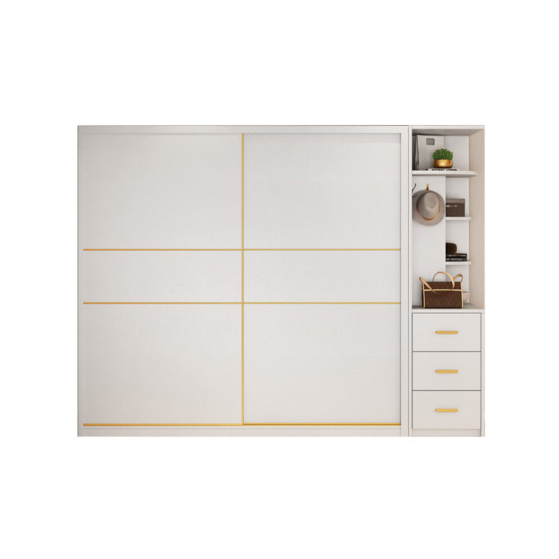 White Engineered Wood Wardrobe Cabinet Contemporary Wardrobe Armoire