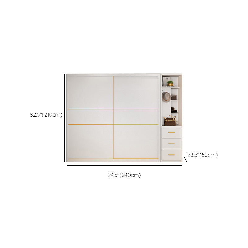 White Engineered Wood Wardrobe Cabinet Contemporary Wardrobe Armoire