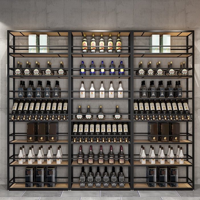 Metal Floor Bottle Wine Rack Contemporary Black Wine Holder Rack Clearhalo 'furn' 'furn_wine_racks' 'Furniture' 'Kitchen & Dining Furniture' 'Wine Racks' 'wine_racks' 6629334