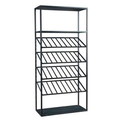 Metal Floor Bottle Wine Rack Contemporary Black Wine Holder Rack with Shelves Wine Bottle Rack Clearhalo 'furn' 'furn_wine_racks' 'Furniture' 'Kitchen & Dining Furniture' 'Wine Racks' 'wine_racks' 6629350