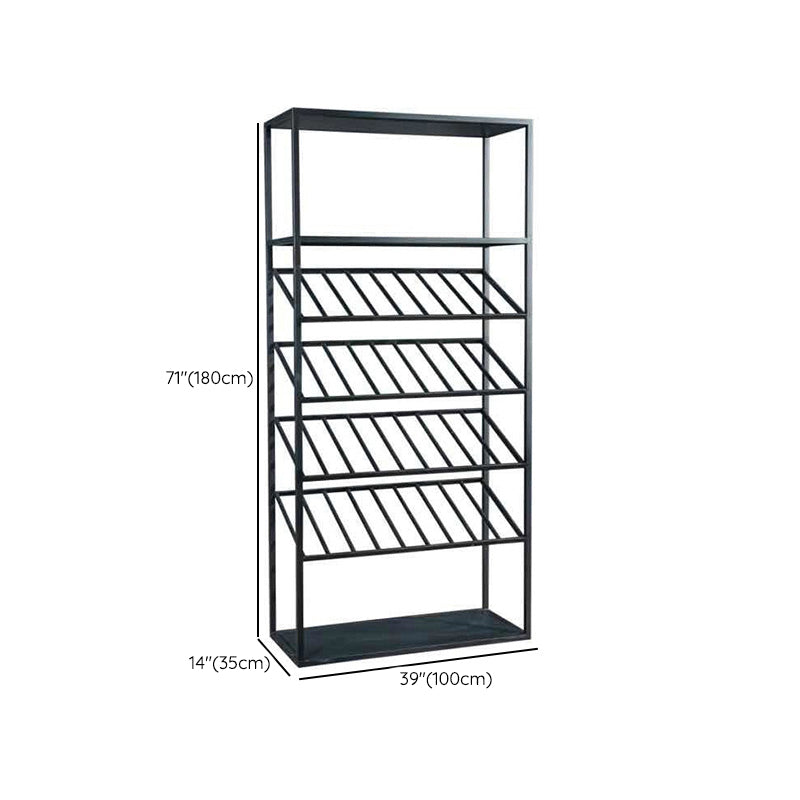 Metal Floor Bottle Wine Rack Contemporary Black Wine Holder Rack with Shelves Clearhalo 'furn' 'furn_wine_racks' 'Furniture' 'Kitchen & Dining Furniture' 'Wine Racks' 'wine_racks' 6629367