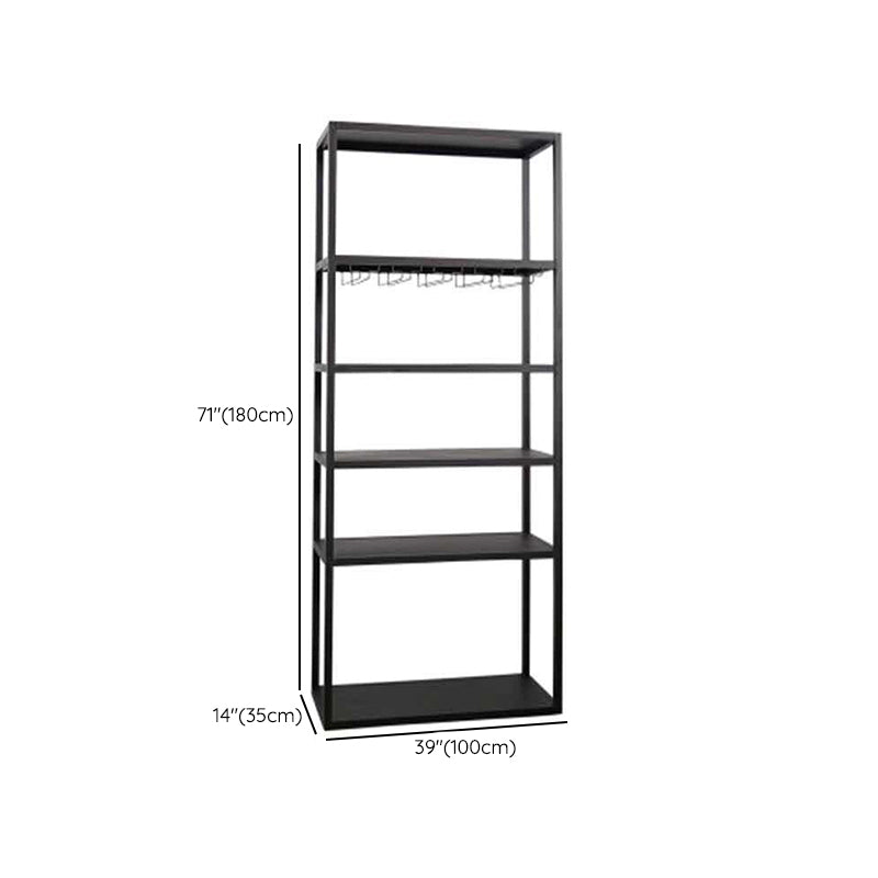 Metal Floor Bottle Wine Rack Contemporary Black Wine Holder Rack with Shelves Clearhalo 'furn' 'furn_wine_racks' 'Furniture' 'Kitchen & Dining Furniture' 'Wine Racks' 'wine_racks' 6629370