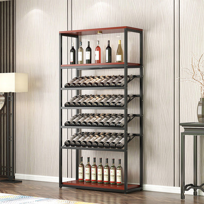 Contemporary Floor Bottle Wine Rack Single Black Metal Wine Holder Wine Bottle Rack 39"L x 14"W x 79"H Clearhalo 'furn' 'furn_wine_racks' 'Furniture' 'Kitchen & Dining Furniture' 'Wine Racks' 'wine_racks' 6629391