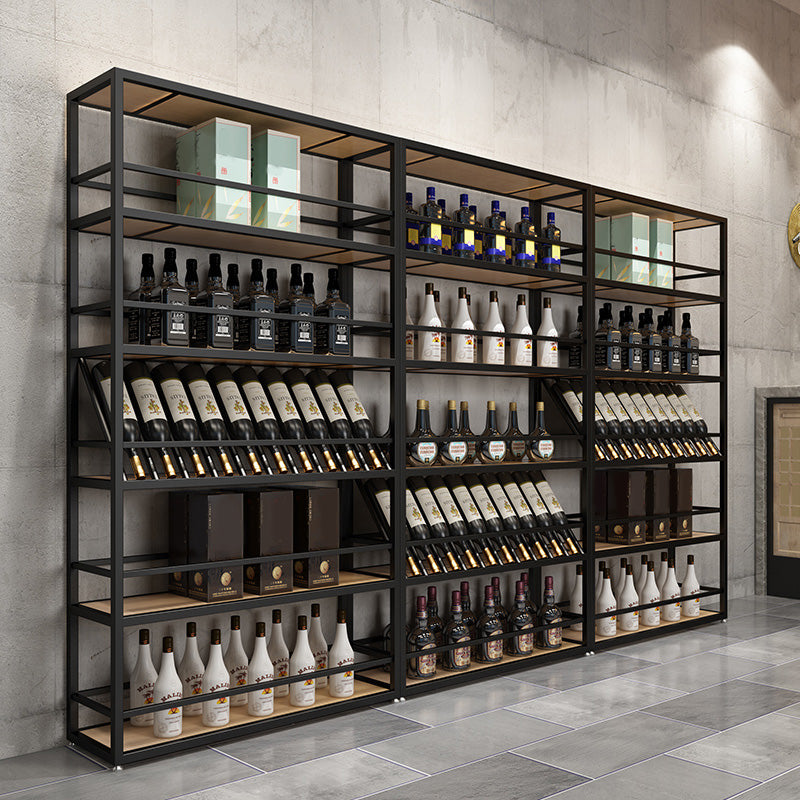 Botella de piso contemporánea Rack de vino Black Metal Suportador con estante