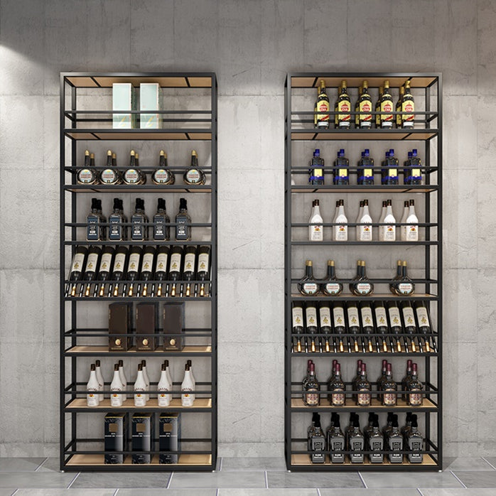 Botella de piso contemporánea Rack de vino Black Metal Suportador con estante