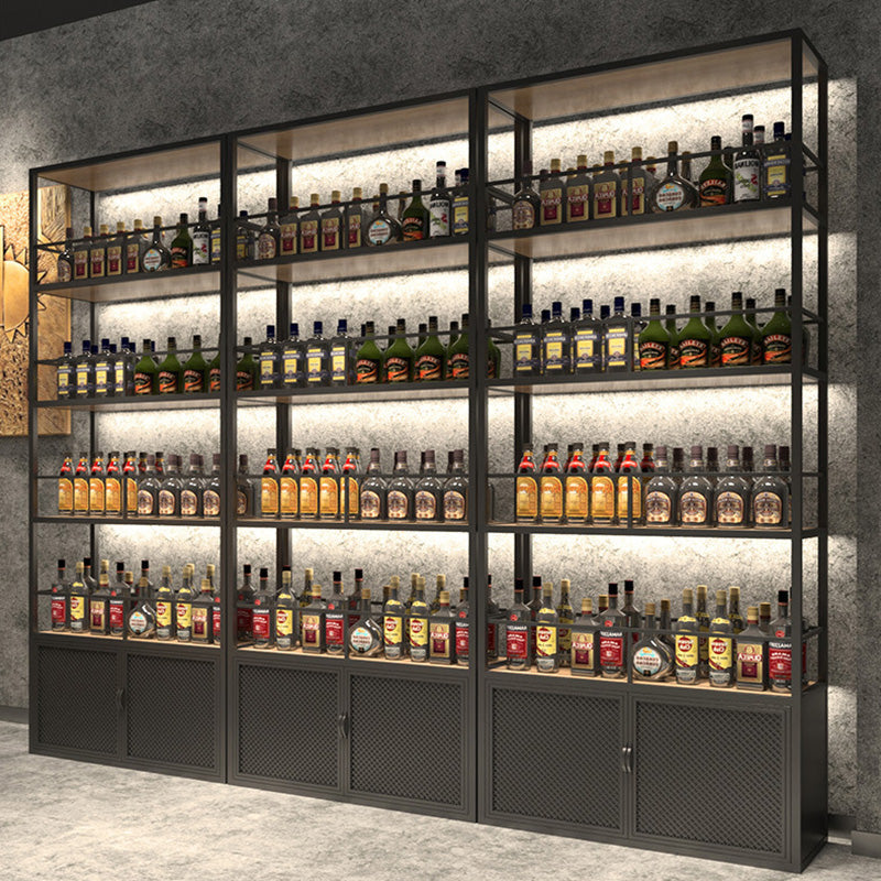Botella de piso contemporánea Rack de vino Black Metal Suportador con estante