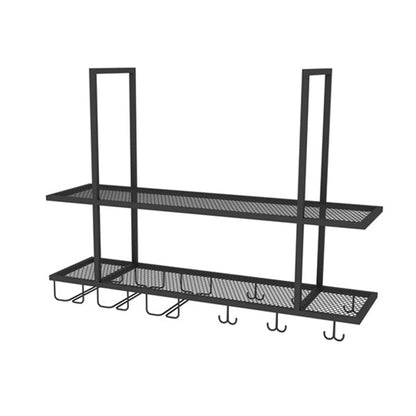 Metal Hanging Wine Glass Rack Modern Black Wine Rack Kit with Shelves 39"L x 12"W x 31"H 1 Piece Clearhalo 'furn' 'furn_wine_racks' 'Furniture' 'Kitchen & Dining Furniture' 'Wine Racks' 'wine_racks' 6629434