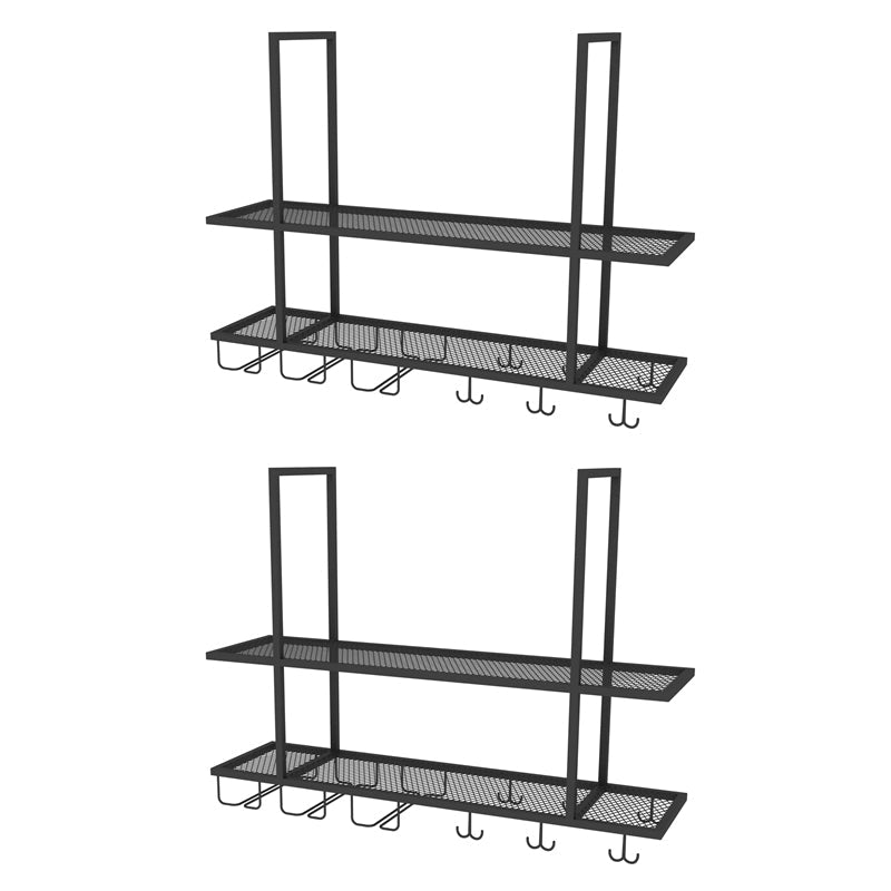 Metal Hanging Wine Glass Rack Modern Black Wine Rack Kit with Shelves 39"L x 12"W x 31"H 2 Piece Set Clearhalo 'furn' 'furn_wine_racks' 'Furniture' 'Kitchen & Dining Furniture' 'Wine Racks' 'wine_racks' 6629435