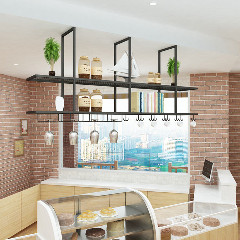 Metal Hanging Wine Glass Rack Modern Black Wine Rack Kit with Shelves Clearhalo 'furn' 'furn_wine_racks' 'Furniture' 'Kitchen & Dining Furniture' 'Wine Racks' 'wine_racks' 6629436