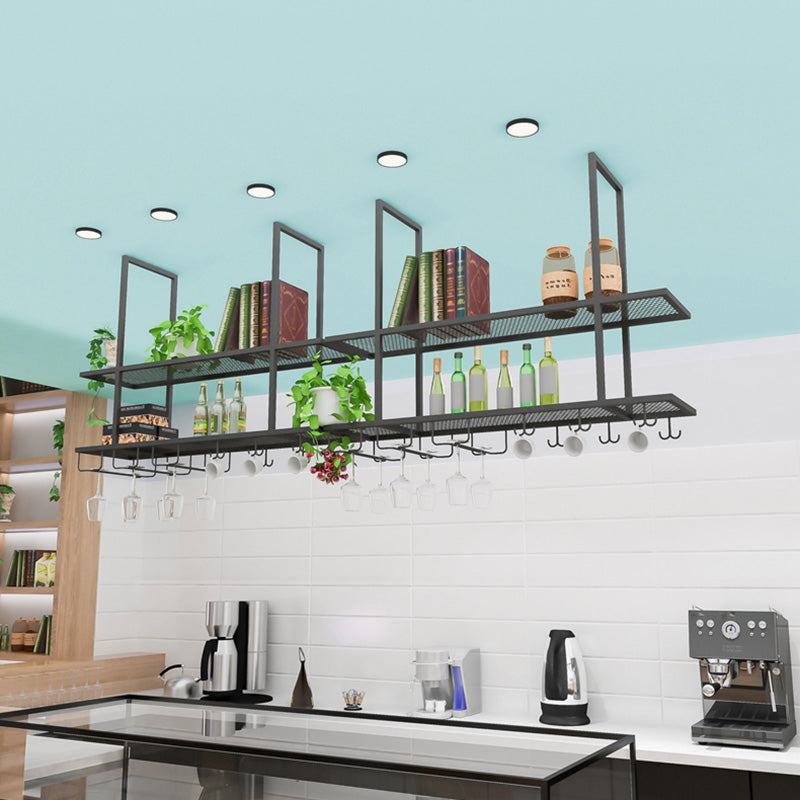 Metal Hanging Wine Glass Rack Modern Black Wine Rack Kit with Shelves Clearhalo 'furn' 'furn_wine_racks' 'Furniture' 'Kitchen & Dining Furniture' 'Wine Racks' 'wine_racks' 6629440