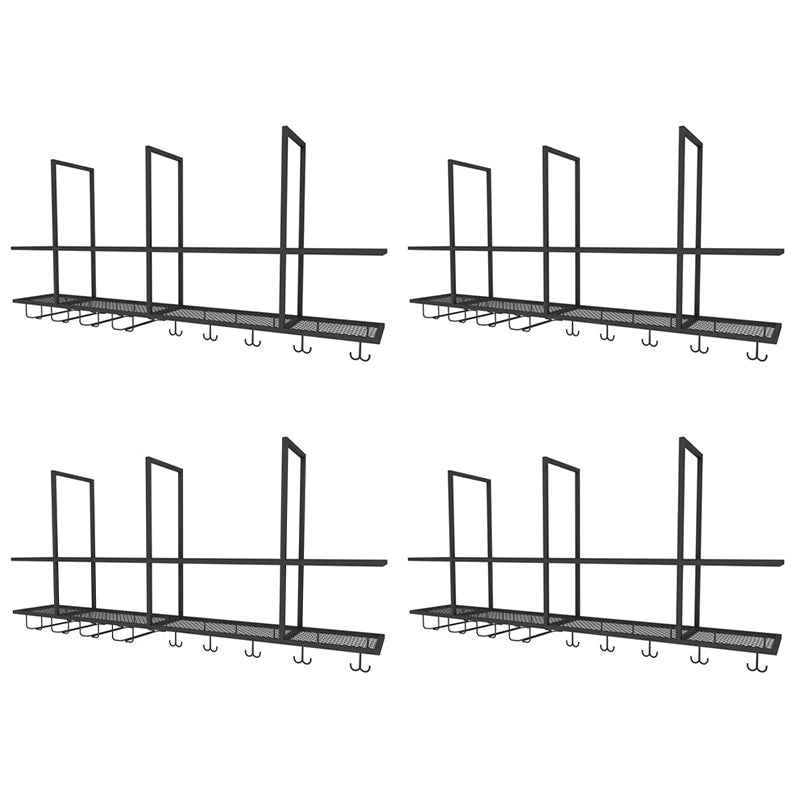 Metal Hanging Wine Glass Rack Modern Black Wine Rack Kit with Shelves 63"L x 12"W x 31"H 4 Piece Set Clearhalo 'furn' 'furn_wine_racks' 'Furniture' 'Kitchen & Dining Furniture' 'Wine Racks' 'wine_racks' 6629441