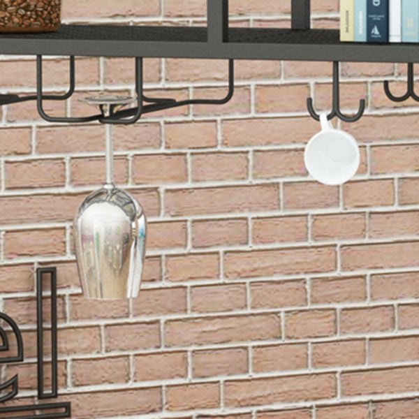 Metal Hanging Wine Glass Rack Modern Black Wine Rack Kit with Shelves Clearhalo 'furn' 'furn_wine_racks' 'Furniture' 'Kitchen & Dining Furniture' 'Wine Racks' 'wine_racks' 6629444