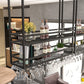 Metal Hanging Wine Glass Rack Modern Black Wine Holder with Shelves