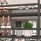 Metal Hanging Wine Glass Rack Modern Black Wine Holder with Shelves