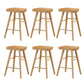Solid Wood Dining Stool Contemporary Backless Bar Stool with Footrest