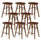 Solid Wood Dining Stool Contemporary Backless Bar Stool with Footrest