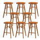 Solid Wood Dining Stool Contemporary Backless Bar Stool with Footrest