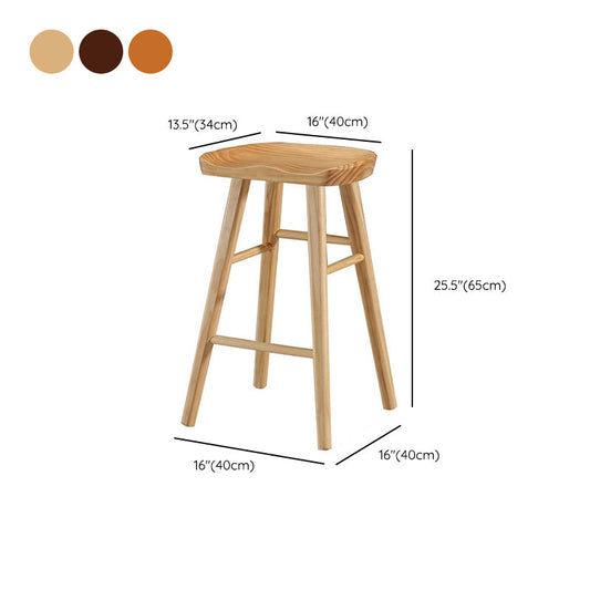 Solid Wood Dining Stool Contemporary Backless Bar Stool with Footrest