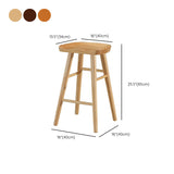 Solid Wood Dining Stool Contemporary Backless Bar Stool with Footrest