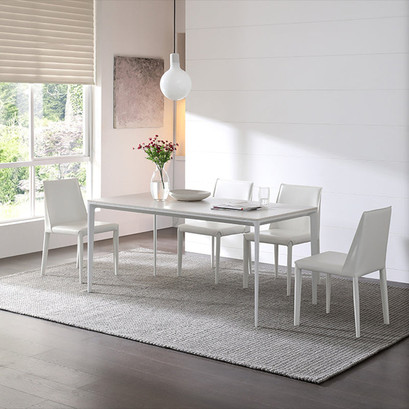 Modern Style Rectangle Table Set 1/2/4/5/6/7 Pieces Dining Set with Metal Legs 5 Pieces: Table, 4 Chairs Clearhalo 'Dining Room Sets' 'Dining Tables & Seating' 'dining_room_set' 'furn' 'furn_dining_room_set' 'Furniture' 'Kitchen & Dining Furniture' 6629989