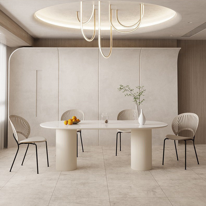 Moderne stijl ovale tafel set 1/4/5/6/7 stukken eetgelegenheid met metalen poten