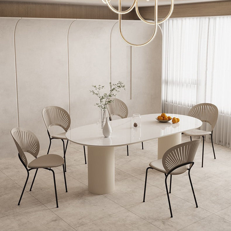 Moderne stijl ovale tafel set 1/4/5/6/7 stukken eetgelegenheid met metalen poten