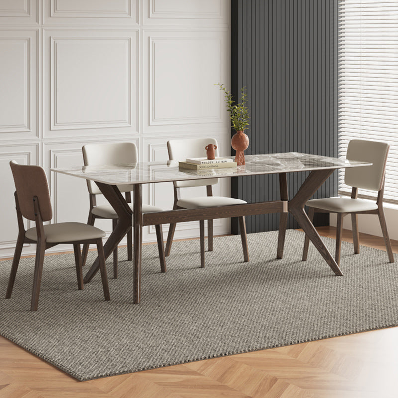 Modern 1/4/5/7 Pieces Dining Furniture Stone Rectangle Dining Table Set in Gray