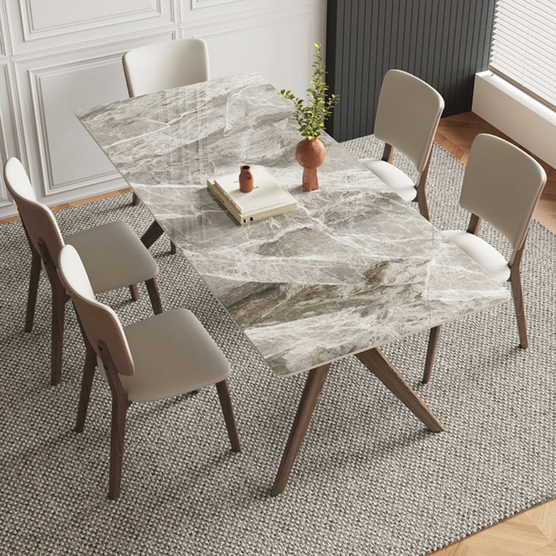 Modern 1/4/5/7 Pieces Dining Furniture Stone Rectangle Dining Table Set in Gray