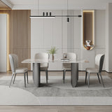 Contemporary Dining Set 1/5/7 Pcs Sintered Stone Dining Table with Upholstered Chairs Clearhalo 'Dining Room Sets' 'Dining Tables & Seating' 'dining_room_set' 'furn' 'furn_dining_room_set' 'Furniture' 'Kitchen & Dining Furniture' 6630043