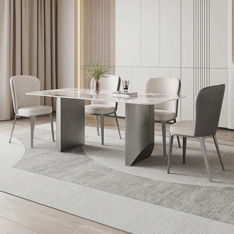 Contemporary Dining Set 1/5/7 Pcs Sintered Stone Dining Table with Upholstered Chairs Dining Room Sets 4 Piece Set Clearhalo 'Dining Room Sets' 'Dining Tables & Seating' 'dining_room_set' 'furn' 'furn_dining_room_set' 'Furniture' 'Kitchen & Dining Furniture' 6630045