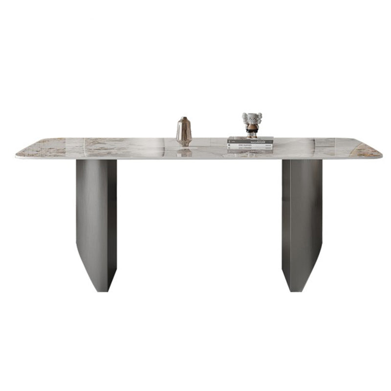 Contemporary Dining Set 1/5/7 Pcs Sintered Stone Dining Table with Upholstered Chairs Dining Table Unavailable Clearhalo 'Dining Room Sets' 'Dining Tables & Seating' 'dining_room_set' 'furn' 'furn_dining_room_set' 'Furniture' 'Kitchen & Dining Furniture' 6630046