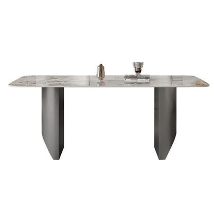 Contemporary Dining Set 1/5/7 Pcs Sintered Stone Dining Table with Upholstered Chairs Dining Table Unavailable Clearhalo 'Dining Room Sets' 'Dining Tables & Seating' 'dining_room_set' 'furn' 'furn_dining_room_set' 'Furniture' 'Kitchen & Dining Furniture' 6630046