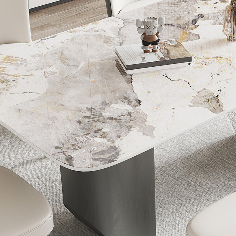 Contemporary Dining Set 1/5/7 Pcs Sintered Stone Dining Table with Upholstered Chairs Clearhalo 'Dining Room Sets' 'Dining Tables & Seating' 'dining_room_set' 'furn' 'furn_dining_room_set' 'Furniture' 'Kitchen & Dining Furniture' 6630048