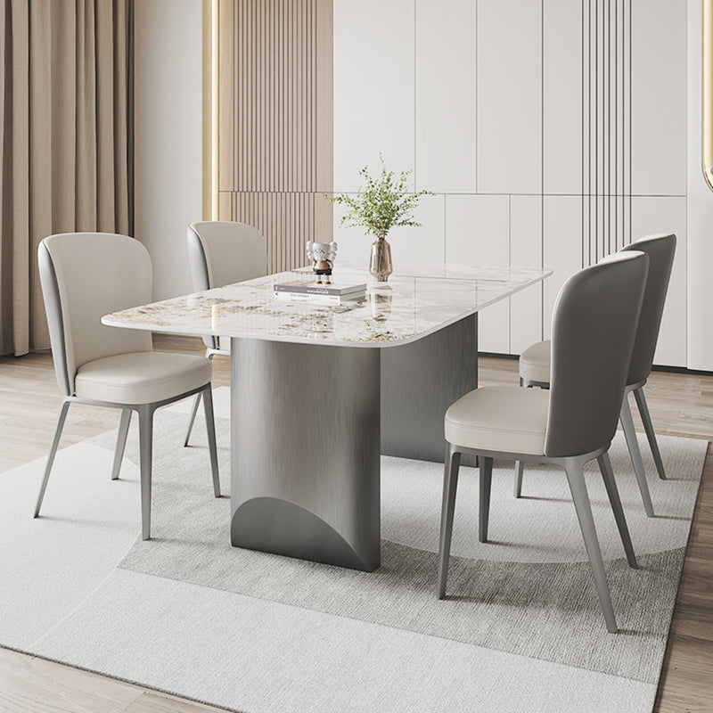 Contemporary Dining Set 1/5/7 Pcs Sintered Stone Dining Table with Upholstered Chairs Clearhalo 'Dining Room Sets' 'Dining Tables & Seating' 'dining_room_set' 'furn' 'furn_dining_room_set' 'Furniture' 'Kitchen & Dining Furniture' 6630051