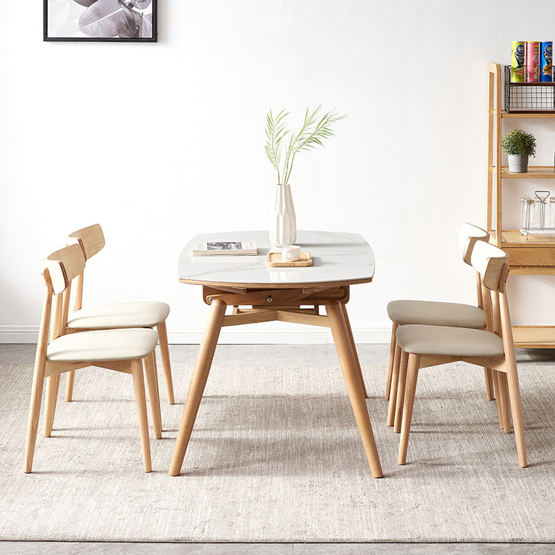 Modern 1/4/5/7 Pieces Furniture Stone Round Dining Table Set in White