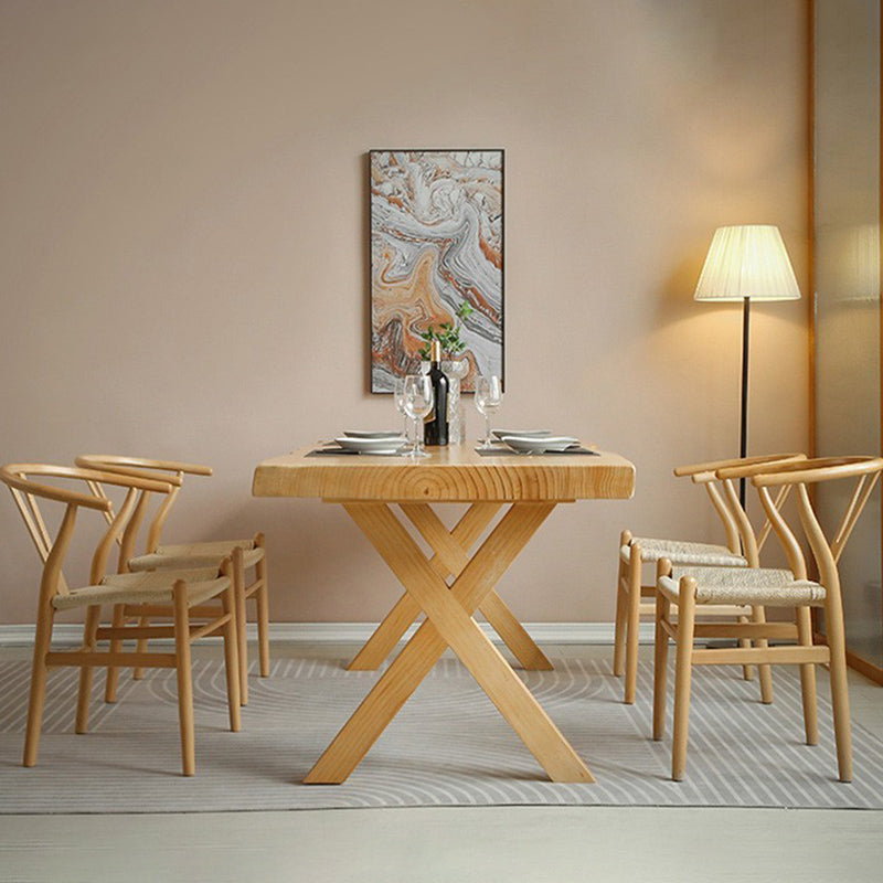 Solid Wood Dining Set 1/2/5 Pcs Rectangle Dining Table and Wishbone Chairs Clearhalo 'Dining Room Sets' 'Dining Tables & Seating' 'dining_room_set' 'furn' 'furn_dining_room_set' 'Furniture' 'Kitchen & Dining Furniture' 6630105