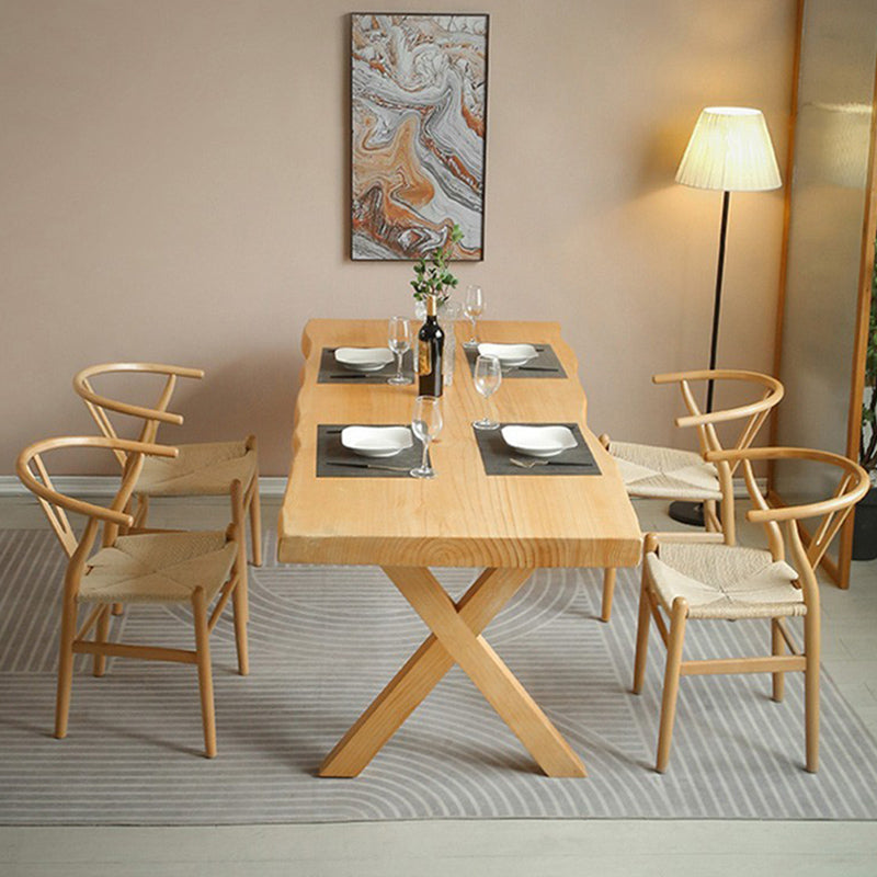 Solid Wood Dining Set 1/2/5 Pcs Rectangle Dining Table and Wishbone Chairs Clearhalo 'Dining Room Sets' 'Dining Tables & Seating' 'dining_room_set' 'furn' 'furn_dining_room_set' 'Furniture' 'Kitchen & Dining Furniture' 6630106