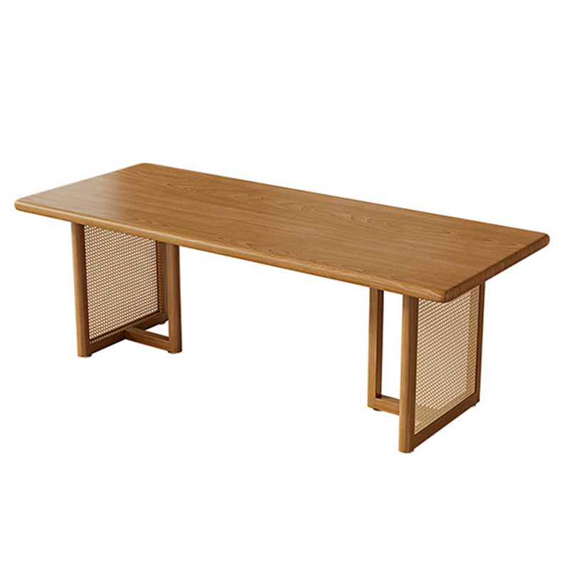Modern Dining Set 1/5 Pcs Solid Wood Dining Table and Chairs in Brown Brown 118"L x 39"W Clearhalo 'Dining Room Sets' 'Dining Tables & Seating' 'dining_room_set' 'furn' 'furn_dining_room_set' 'Furniture' 'Kitchen & Dining Furniture' 6630173