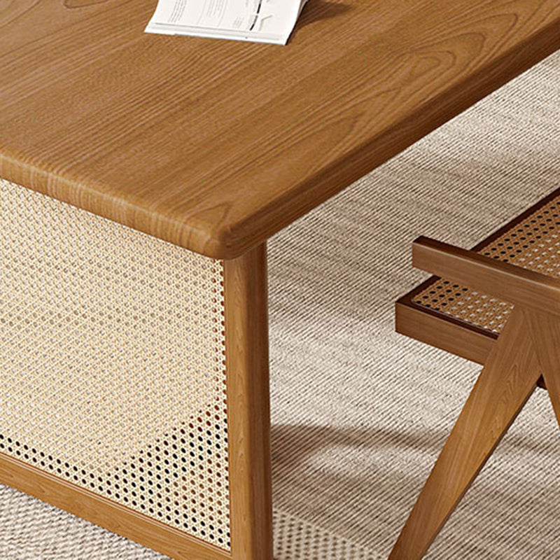 Modern Dining Set 1/5 Pcs Solid Wood Dining Table and Chairs in Brown Clearhalo 'Dining Room Sets' 'Dining Tables & Seating' 'dining_room_set' 'furn' 'furn_dining_room_set' 'Furniture' 'Kitchen & Dining Furniture' 6630175