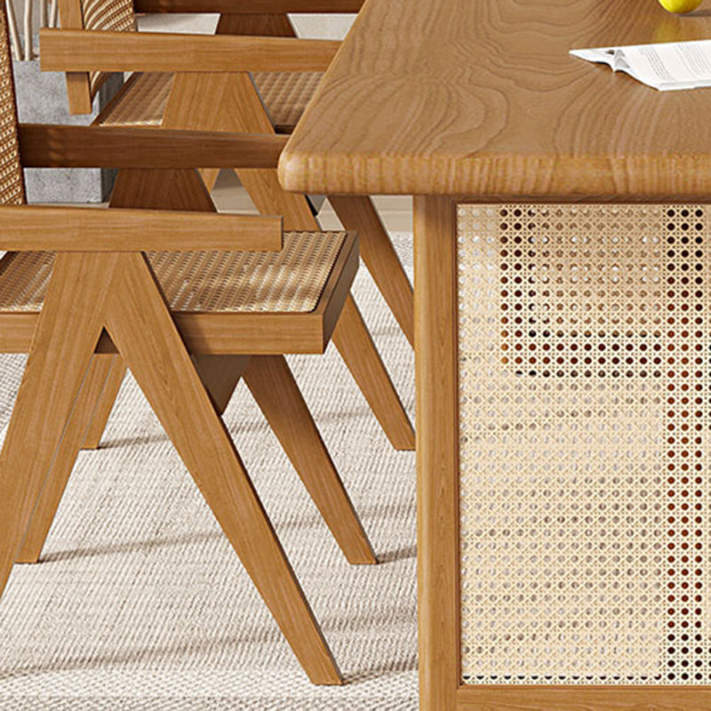 Modern Dining Set 1/5 Pcs Solid Wood Dining Table and Chairs in Brown Clearhalo 'Dining Room Sets' 'Dining Tables & Seating' 'dining_room_set' 'furn' 'furn_dining_room_set' 'Furniture' 'Kitchen & Dining Furniture' 6630176