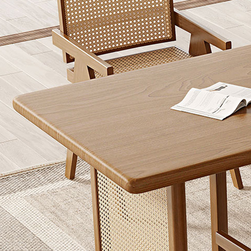 Modern Dining Set 1/5 Pcs Solid Wood Dining Table and Chairs in Brown Clearhalo 'Dining Room Sets' 'Dining Tables & Seating' 'dining_room_set' 'furn' 'furn_dining_room_set' 'Furniture' 'Kitchen & Dining Furniture' 6630177